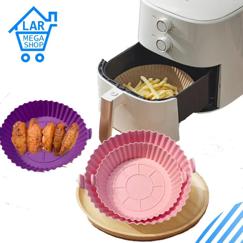 Kit 3 Peças - Bandeja Silicone para Airfryer - Cozinhe com limpeza e higiene em sua Air Fryer