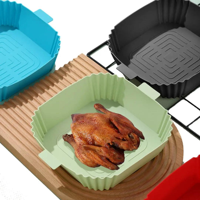 Kit 3 Peças - Bandeja Silicone para Airfryer - Cozinhe com limpeza e higiene em sua Air Fryer